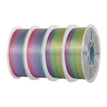 Imagem de Kingroon Pacote de filamentos PLA 4KG PLA de seda arco-íris 1,75 mm, filamento de impressão 3D, filamento que muda de cor, precisão dimensional ± 0,02 mm, serve para a maioria das impressoras 3D