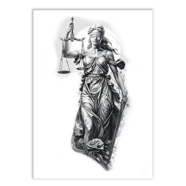 Imagem de Placa Decorativa Deusa Themis Justiça Direito Ilustração Tattoo Decoração Poster Quarto Sala