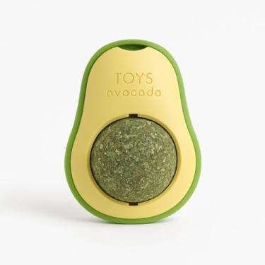 Imagem de Brinquedo Interativo para Gatos Catnip Natural 360º Formato Abacate com Fita Dupla Face e Tampa Protetora