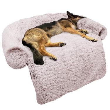 Imagem de GGIB Tapete calmante de pelúcia para cães, protetor de móveis, com capa lavável removível para cães e gatos grandes, médios e pequenos (grande, branco enferrujado)