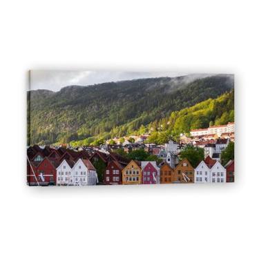 Imagem de Serenidade de casa de campo de montanha colorida – Arte de parede vida no campo, impressão em tela aconchegante gratuita para casa 50 x 90 cm emoldurada