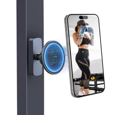 Imagem de Enegg Suporte magnético portátil de academia para carrinho de golfe Magsafe, rotação de 360° ajustável, ímã duplo N52 Fitness Smartphone Mount Handsfree para iPhone 16 15 14 13 12 Essenciais de treino