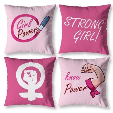 Imagem de Kit 4 Almofadas Cheias Feminista Decorativa com Enchimento Decoração E