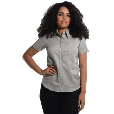 Imagem de Camisete Social Uniforme Unioffice Manga Curta Cinza - Fardas Uniforme