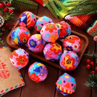Imagem de Soulchen 24 bolas de Natal mexicanas, enfeites de árvore de Natal boho a granel, à prova de estilhaçamento, bola de plástico colorida para pendurar no dia dos mortos, presente de decoração de casa