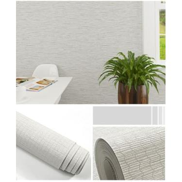 Imagem de Papel de parede ecológico material não tecido moderno simples estilo linho japonês quarto sala de estar hotel decoração papel de parede bege cinza 53 * 950 cm