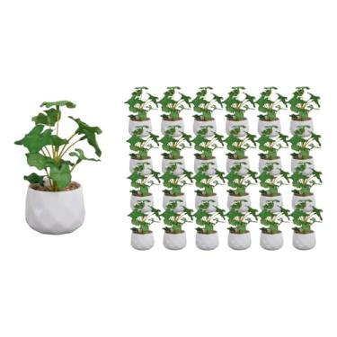 Imagem de ESSMOKO 24 vasos de planta artificial de grama, planta falsa em vaso pequeno para decoração interna de escritório e sala de estar, planta artificial decorativa realista em vaso de plástico, 13 cm
