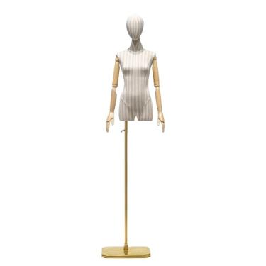 Imagem de Manequins de varejo com torso de algodão e linho, altura ajustável de 73 a 96 polegadas, manequim feminino, destacável e giratório(Gold)