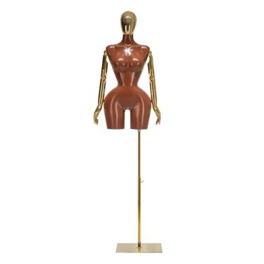 Imagem de O torso dos manequins de varejo plus size europeus e americanos é destacável, com braço giratório e altura ajustável de 51 a 75"(Brown)
