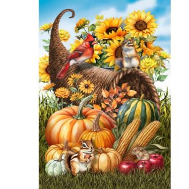 Imagem de Briarwood Lane Bandeira de casa de outono 40 x 28 para exterior cornucópia e bichos para casa de outono