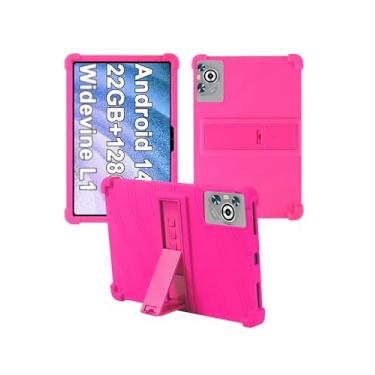 Imagem de Capa para tablet Dghrti TAB30 2025 Android 14 de 10,1 polegadas, capa protetora de borracha leve à prova de choque WUNIAK com suporte, capa protetora ajustável de silicone macio para crianças