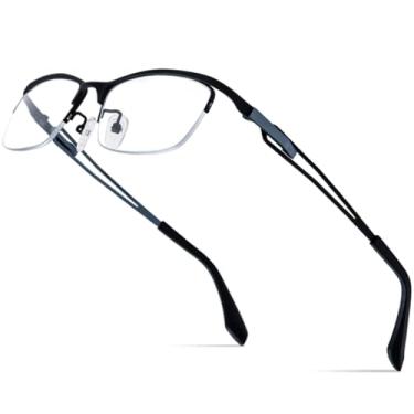 Imagem de VFDHN Armação de óculos de titânio masculina, óculos de grau sem aro, ultraleve (armação preta C2)