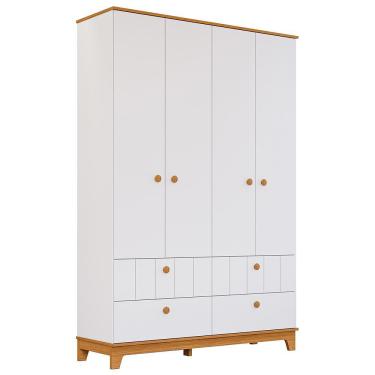 Imagem de Guarda Roupa Infantil Biscoito 4 Portas e 4 Gavetas - Permóbili Baby Branco/Nature