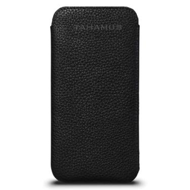 Imagem de Tahamus Capa de couro macio UltraSlim Classic Slim Fit, compatível com iPhone 16 Pro, (P.Black, 16 Pro)