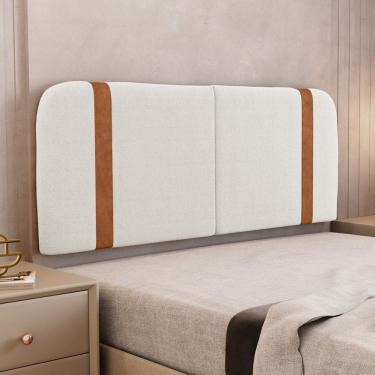 Imagem de Cabeceira Painel Orgânico Cama Box Queen Size Flay 160cm Dobrável Bouclé Off White - Desk Design