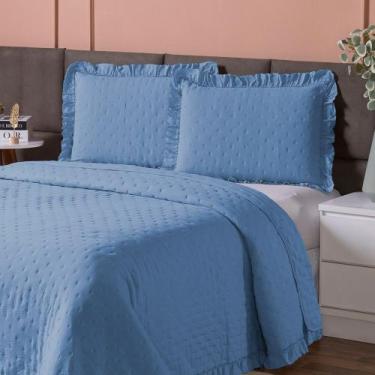 Imagem de Kit Colcha Cobre Leito 3 Peças King Size 200 Fios Dupla Face Com Porta