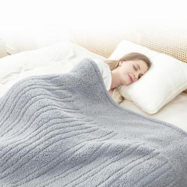 Imagem de SNUGSUN Cobertor aquecido sherpa dupla face, cobertor elétrico de aquecimento macio para cama, sistema de segurança automático, 6 níveis de aquecimento e 10 horas de desligamento automático, 157 x 213