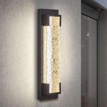 Imagem de Hyunbae Arandela de parede externa, grande LED de 48 cm, arandela de parede externa moderna de 48 cm, luminária externa à prova d'água com lâmpada acrílica ondulada de água 2700K, luzes de varanda