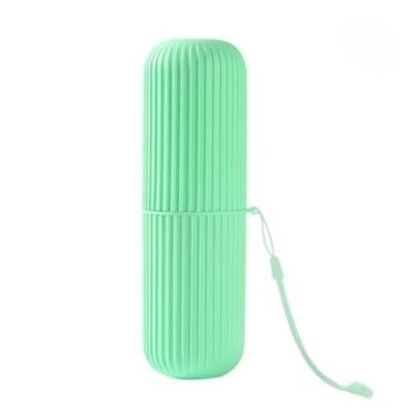 Imagem de Porta Escovas Dente Pasta Dental Texturizado Guardar Para Viagem Escola Trabalho Ferias Estojo Organizador De Banheiro (Verde)