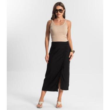 Imagem de Saia Midi Com Fenda Endless Preto, M, Preto