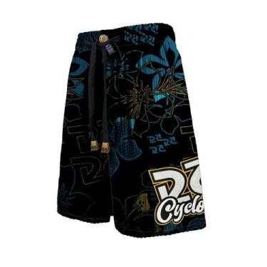 Imagem de Bermuda Cyclone Veludo Tropical Setas, Preto, Azul, M