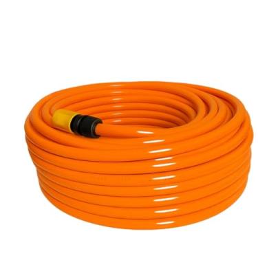 Imagem de Mangueira de Jardim Siliconada Kit Completo Reforçada 50 30 25 20 15 10 7 1 Metros Laranja Resistente Anti Torção(1 METROS)