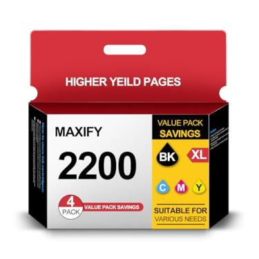 Imagem de SHUPAN Cartuchos De Tinta Pigmentada Reposição Pgi-2200Xl, Pacote Econômico Com 4 Cores, Para Canon Pgi-2200, Pgi 2200Xl, Maxify Mb5320, Mb5420, Mb5120, Mb5020, Ib4020, Ib4120 (1 Preto, 1 Ciano, Mag