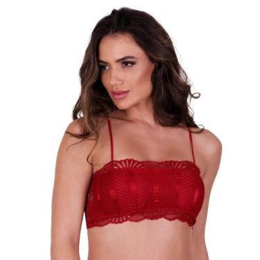 Imagem de Sutiã com Bojo de Renda Top Faixa Melissa - NAKA MODAS, M, Vermelho