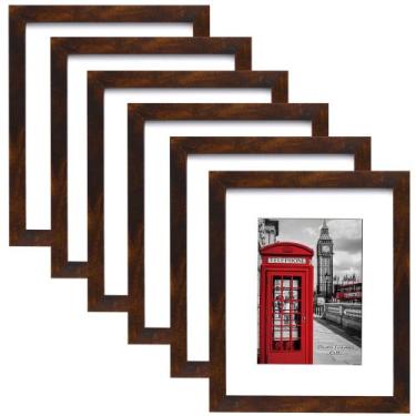 Imagem de Conjunto de 6 porta-retratos PEALSN para fotos de 8x10 ou 5x7 em marro
