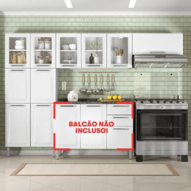 Imagem de Cozinha Completa Tarsila 280cm em Aço Branca com Vidro