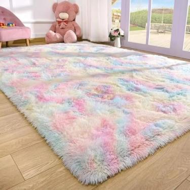 Imagem de Tapete Felpudo Para Sala E Quarto 1,00 x 1,50(TIE DYE AZUL E ROSA)