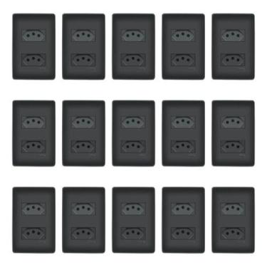 Imagem de Kit Com 15 Tomadas Dupla Preta 2p+t 10a 250v Habitat - Fame