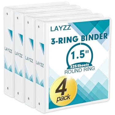 Imagem de Fichário com 3 anéis, pacote com 4, fichários de 3,8 cm, 3 anéis com 2 bolsos, fichários redondos, fichários de capa transparente para papel de carta de 21,5 x 28 cm, sem PVC, adequado para escola