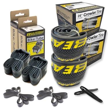 Imagem de Growler Tire Kits de substituição de pneu de 66 x 5,12 cm com ou sem tubos internos. Inclui ferramentas. Serve para bicicletas com aro ou rodas de 26 x 1,75 ou 26 x 2,125. (logotipo amarelo, pacote