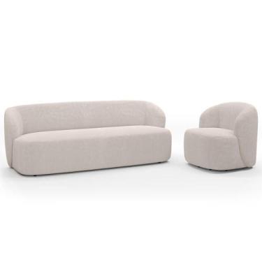 Imagem de Sofá 3 Lugares 205cm Com Poltrona Giratória Orgânica Heidy F04 Bouclê 