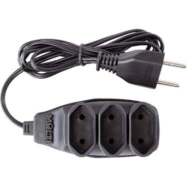 Imagem de Extensão Preta 3T Bipolar com 1,5 Metro 2P 10 Ampères 250VAC - 01468 - MULTICRAFT