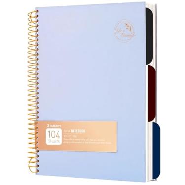 Imagem de FLYING EAGLE Caderno espiral, 3 matérias, papel pautado universitário, 20 x 26 cm, papel grosso de 100 g/m², 104 folhas, caderno de capa dura para trabalho, escola, escrita, anotações, azul