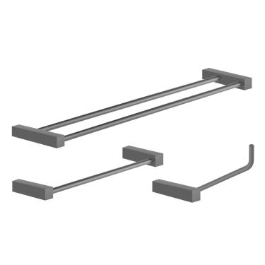 Imagem de Kit Acessórios Para Banheiro Preto 3 Peças Grego Metal 2040tr