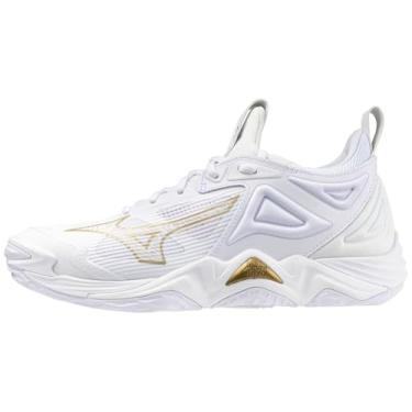 Imagem de Mizuno Tênis feminino de vôlei Wave Momentum 3, Ouro branco, 40 BR