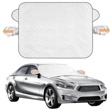 Imagem de FALESOUL Capa de neve de carro para para-brisa, grande capa de neve melhorada para neve, gelo, UV, limpador de gelo e capas de espelho, capa de para-sol à prova de vento para carros, sedãs e SUVs
