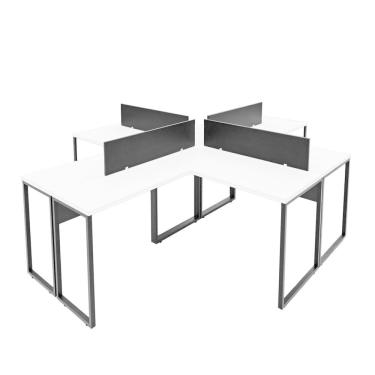 Imagem de Escrivaninha Ilha em L Estação de Trabalho Mesa Industrial 240x78cm Office Branco