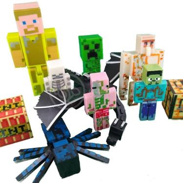 Imagem de Kit Minecraft Dragão 3 Bonecos 1 Creeper 1 Aranha Azul