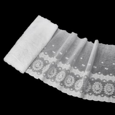 Imagem de FINGERINSPIRE 3 metros/2,74 m, acabamento de renda de algodão, 28 cm, fita de renda de flor de algodão branco, acabamento floral, borda ondulada, fita de costura para costura, artesanato, roupas