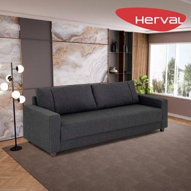 Imagem de Sofá 3 Lugares Herval Clean Linho Grafite, 200 cm