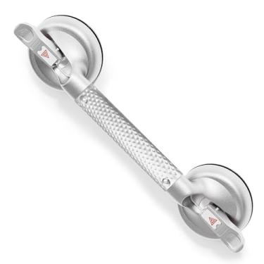 Imagem de SPECILITE Barras de apoio com sucção forte de 43 cm para banheiras e chuveiros, alças para idosos para deficientes físicos, corrimão de segurança para banheiro, azulejos de vidro, prata