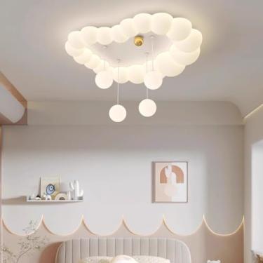 Imagem de Luminária de teto LED regulável com controle remoto, design moderno de nuvens, quarto de meninos e meninas, luminária pendente para quarto de bebê, jardim de infância, iluminação criativa de