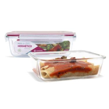 Imagem de KIT 2 Potes Vidro Herméticos Retangular 1040ml Vermelho - U4HOME