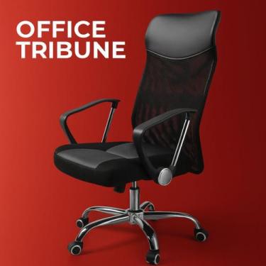 Imagem de Cadeira Escritório Presidente tela Mesh Tribune Base Cromada rodinhas 