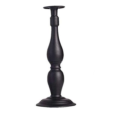 Imagem de Castiçal de mesa de ferro forjado preto e branco de cabeça única castiçal decoração de casamento castiçal castiçal (tamanho: latão) ()