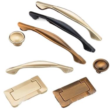 Imagem de CXYFQUUK Puxadores de móveis modernos de liga de zinco para armário de cozinha, puxadores de cômoda, ferragens domésticas, 2 peças (preto-64 mm)